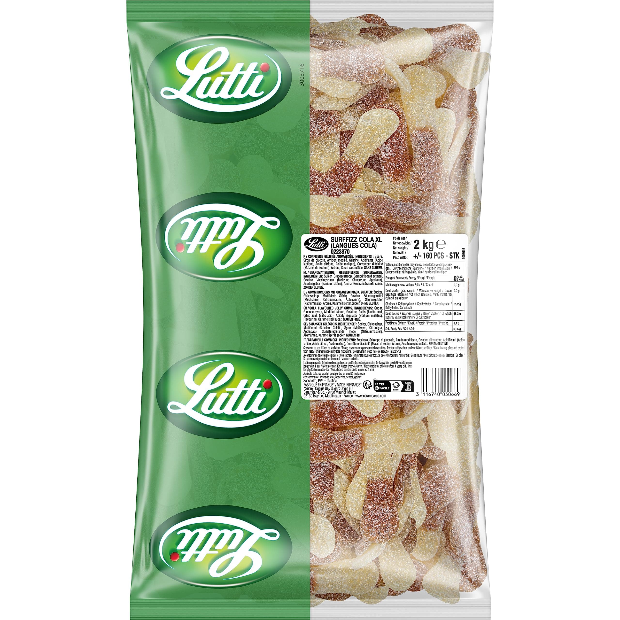 Lutti Surffizz Cola XL Bonbons en Vrac 2 kg pour Ados enキャンvalement