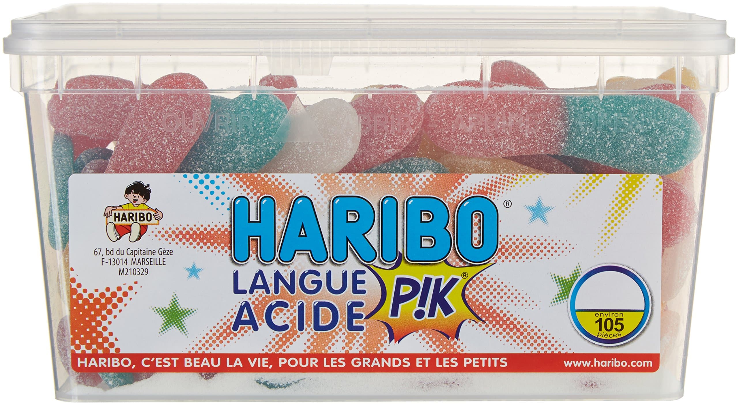 Haribo Gélifiés Langue Acide Pik - Enfants & Adolscents - Pique-Nique & Cinéma - Succès Assuré - 105 Pièces - 1,05 kg