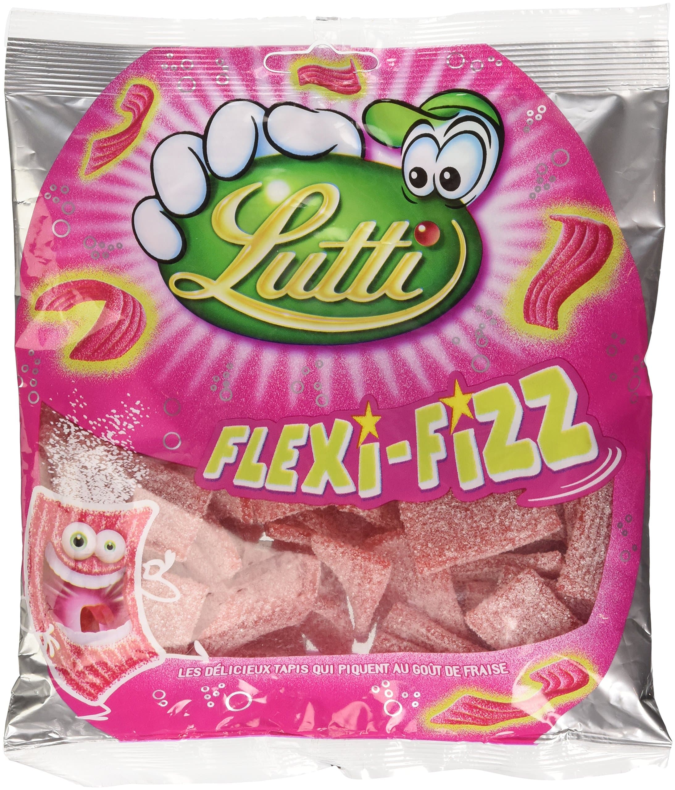 Lutti Fizz Gomme Élastique Fraise 225g - Bonbon Sain et Amusant pour Enfants et Adolescents