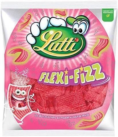 LUTTI Flexi-Fizz Fraise 225G pour Enfants - Bonbons Flexibles Favoris des Enfants à Manger en Scène de Théâtre ou de fêt