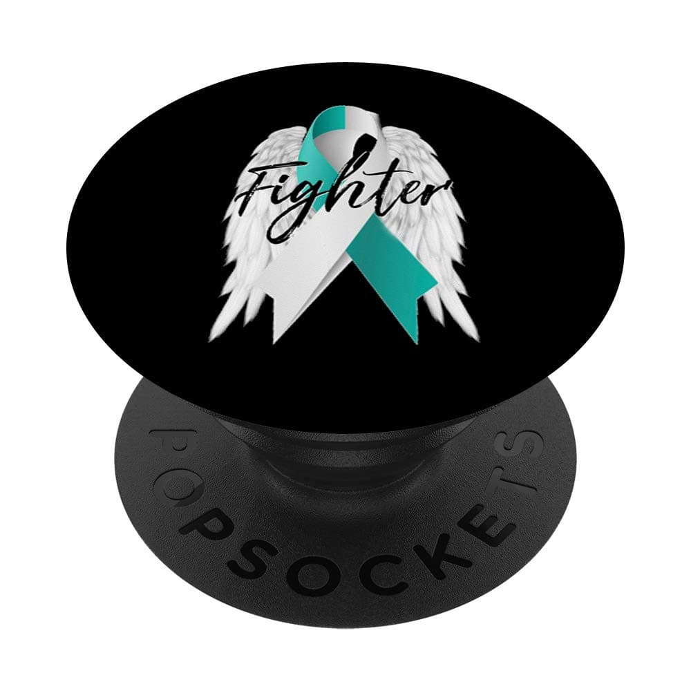 PopSockets PopGrip bleu sarcelle avec ailes d'ange pour femmes lutte contre le cancer du col de l'utérus 8mm française