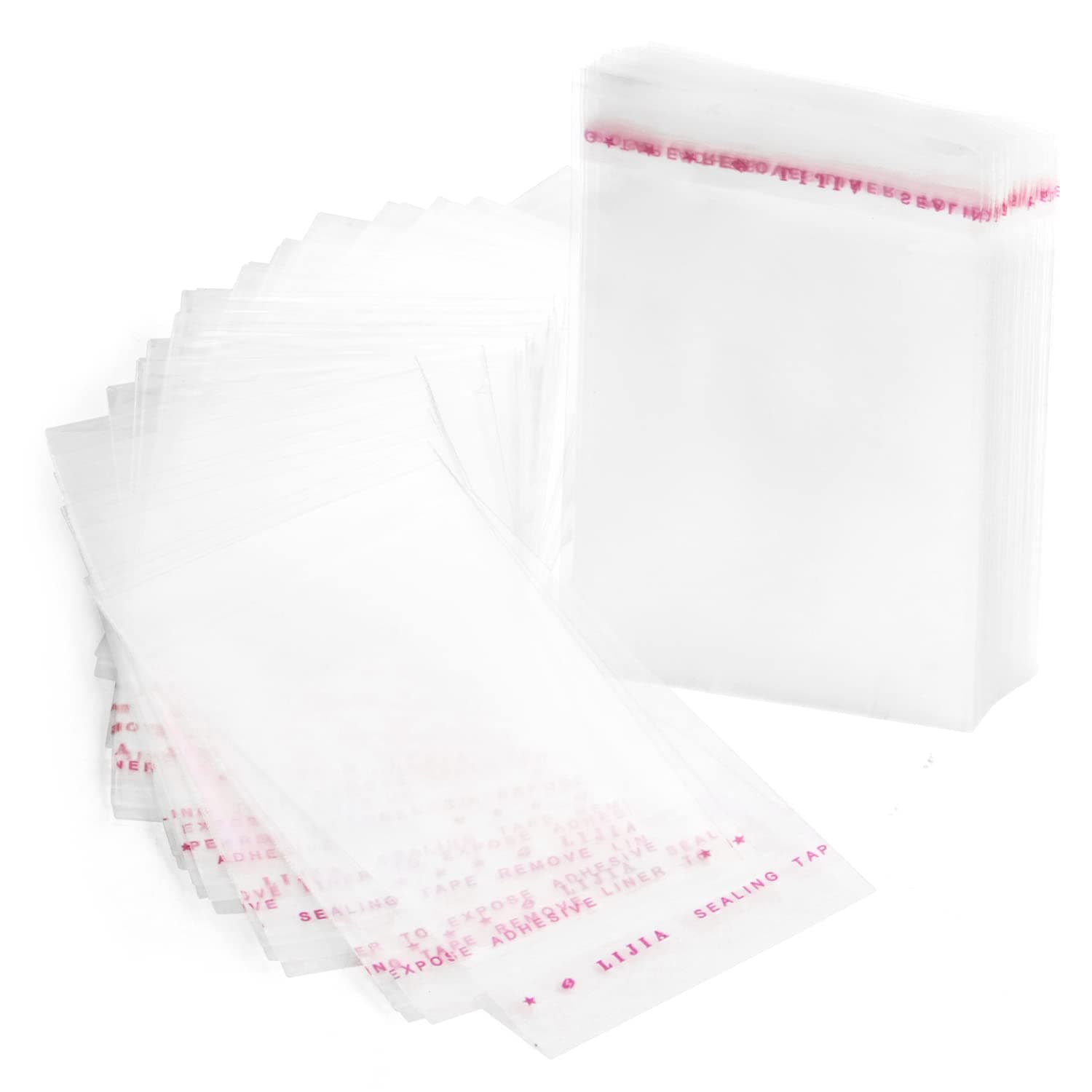 RUBY Lot de 200 sachets transparents en cellophane plastique avec fermeture adhésive pour alimentation 8 x 12 cm