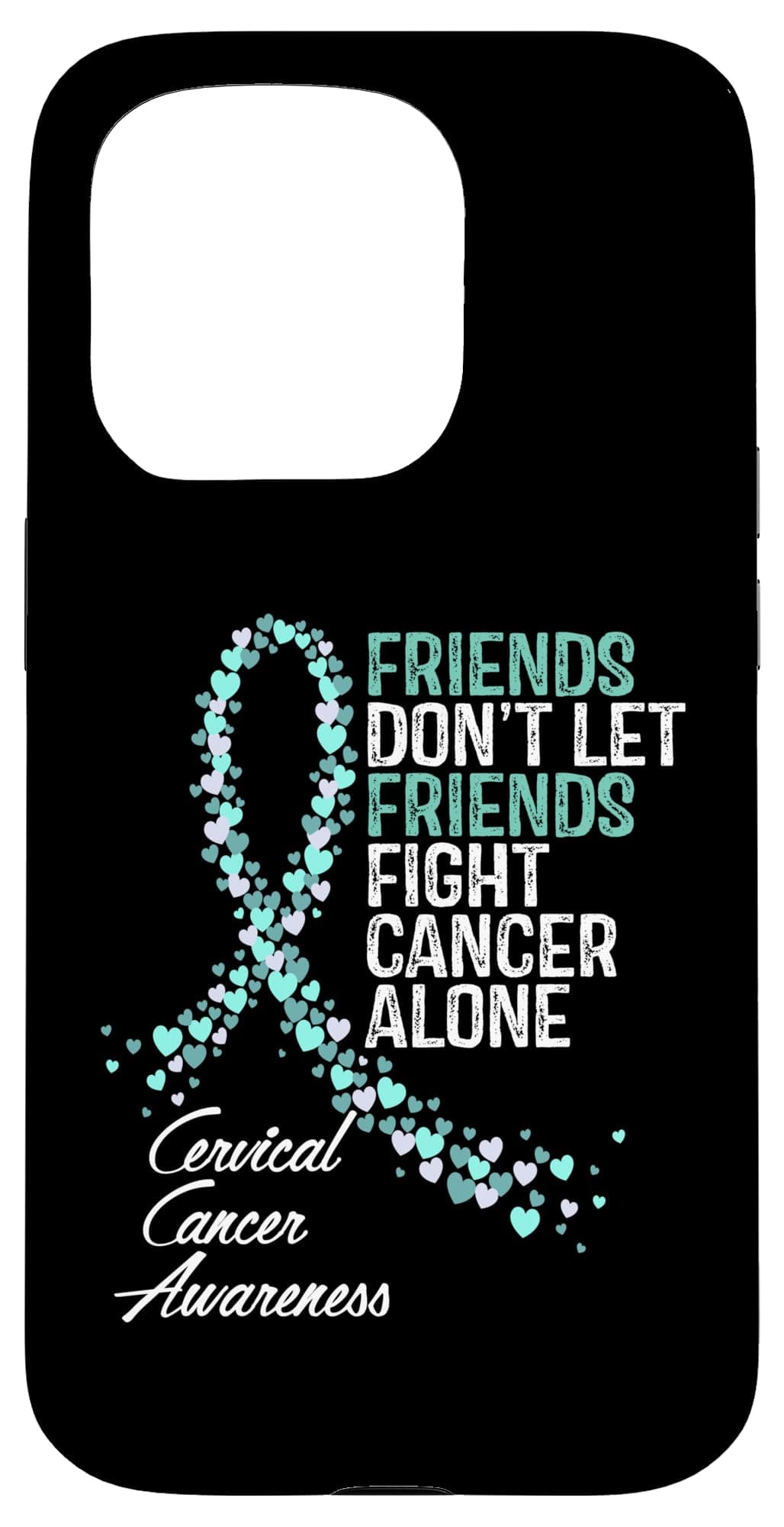 Coque iPhone 15 Pro pour lutter contre le cancer du col de l'utérus (Design bandana, 100% silicone, message d'espoir) av