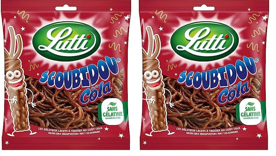 Lutti Scoubidou Cola 200 g - Enfants - Enfants de 5 à 12 ans - Jouets colorés et amusants - Lot de 2 x 200 g - Jouets po