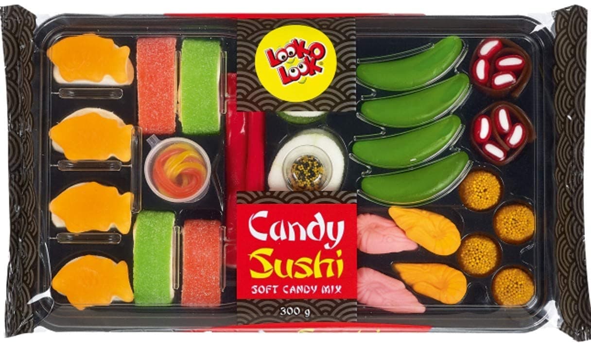 Look-o-Look Bonbons Sushi Fruit Gums - Parfums Pressante pour Enfants - Goûter Sain à Portée de Main - 300g