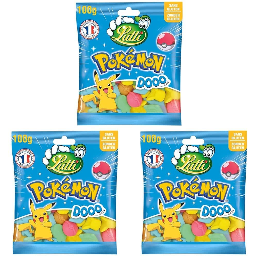 Lutti Pokémon Dooo 100 g Lot de 3 - Snacks pour enfants 100g 3-emballages