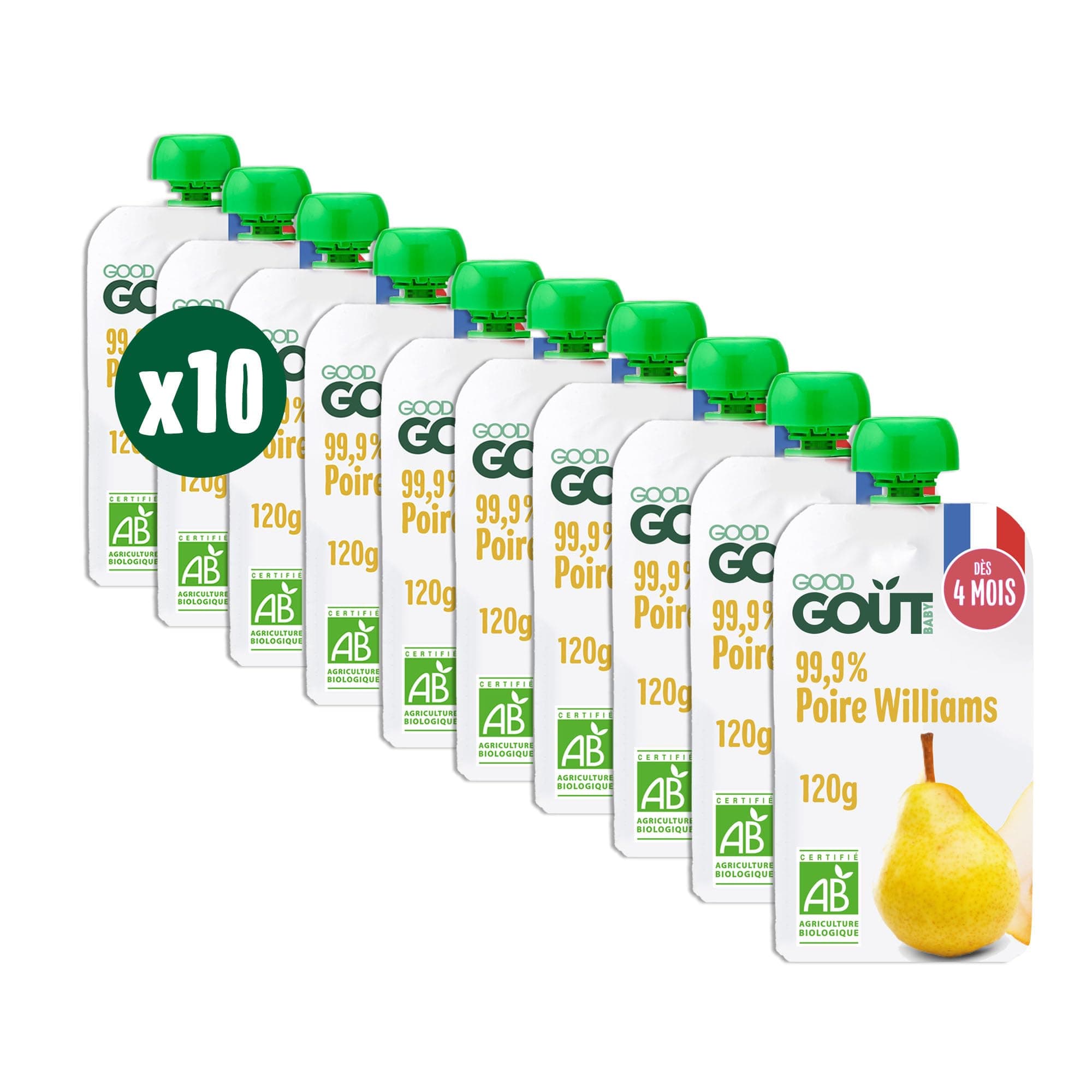 GOOD GOÛT - Purée de Poires Williams pour Bébé Dès 4 Mois - 99,9% Poires Williams - Sans Sucres Ajoutés - Fabriqué en F
