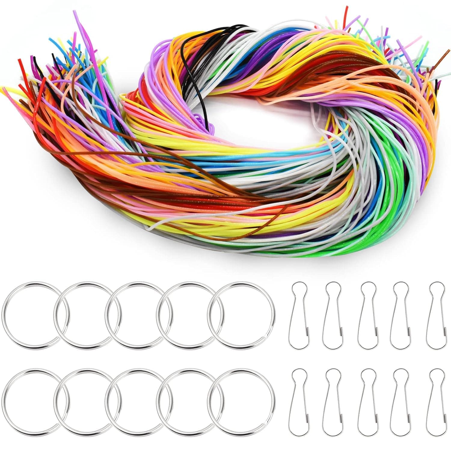 200 Scoubidou Fil Multicolores avec Clés USB et Crochets pour Créer Bracelets/Collants (20 Couleurs, Parfaits pour Enfan