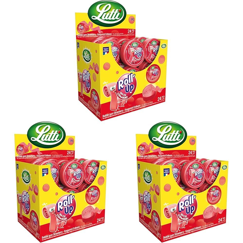 Fuites Lutti Roll'Up Fraises (Lot de 3) 29g Fraises Rouges Décongelées Faciles et Rapides