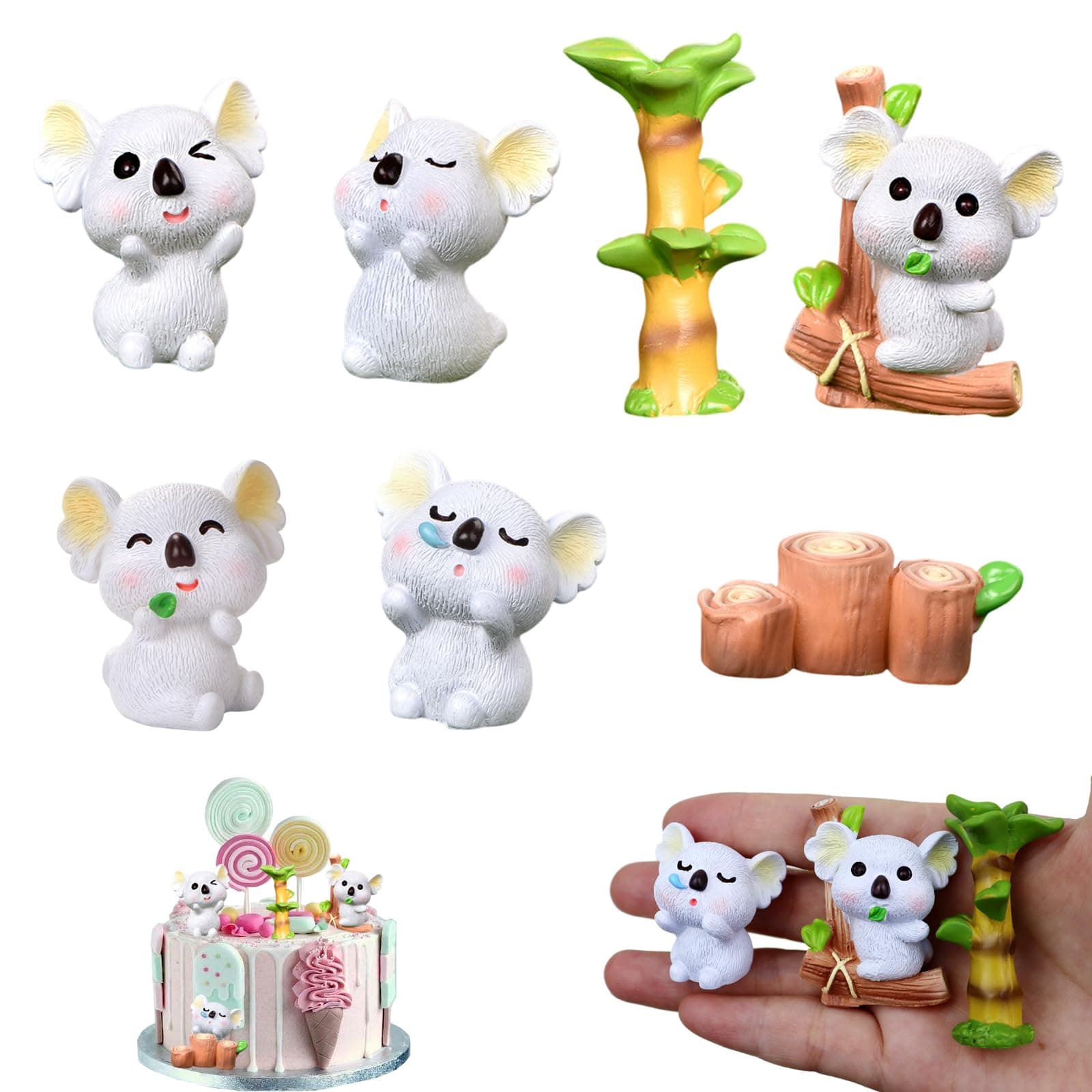 Silars Mini Koala Figurine pour Gateau, Miniature Résine Koala Ornement pour Table Ornement Paysage Décor, Idéal pour Bi