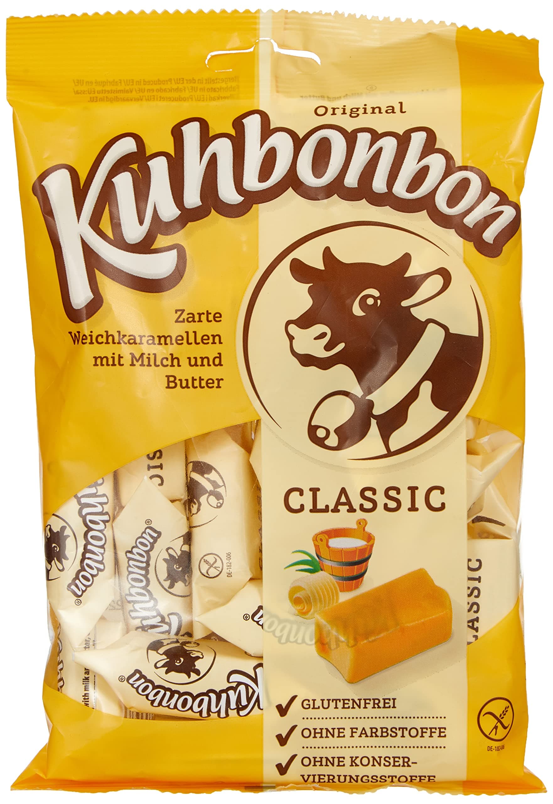 Kuhbonbon Caramels au Lait/Beurre Classiques 200 g - Bonbons Goûteux Ideaux en Snack ou Cadeau
