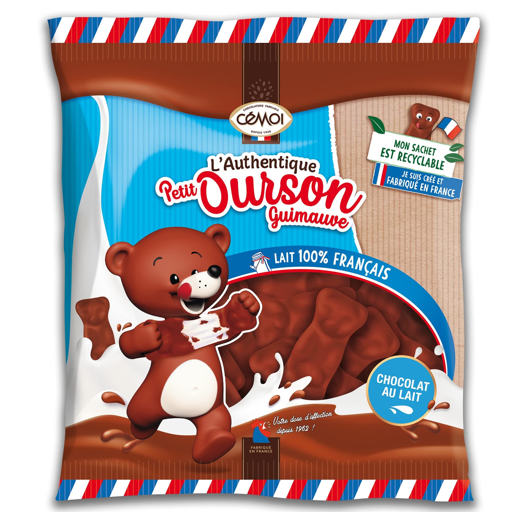 Cémoi l'Authentique petit Ourson chocolat au lait pour enfants - À déguster à l'heure du goûter - Prix compétitif - Sach