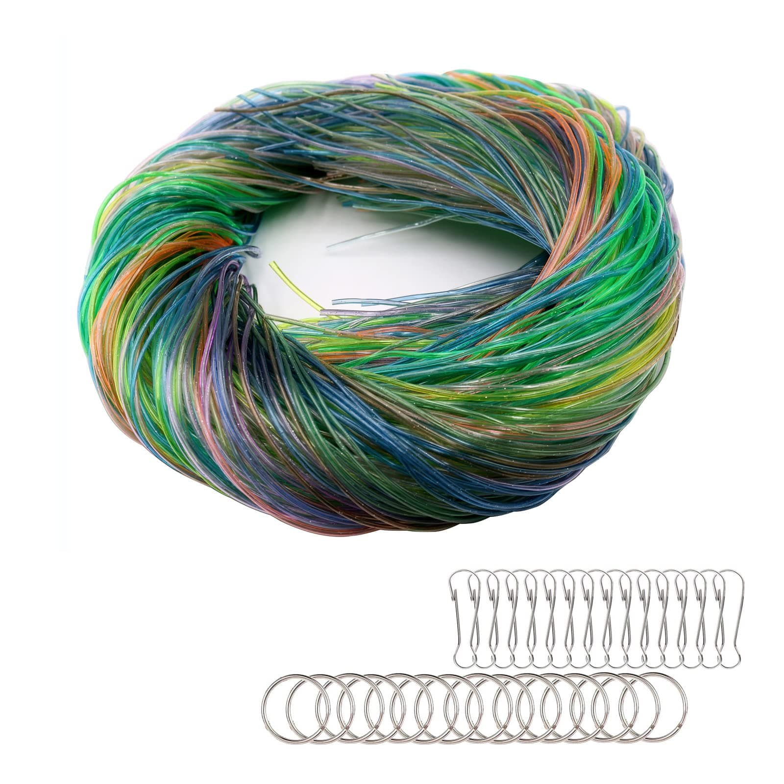 Strings scoubidou en plastique tressé 200 pièces, 20 couleurs, clips à clipser et anneaux, pour bricolage, travaux manue