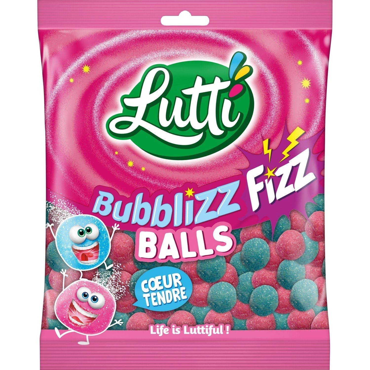 Bubblizz Balls - Bonbons Acidulés Croquants au Fruit, Snacks Sucrés en Lot de 4 (180g)