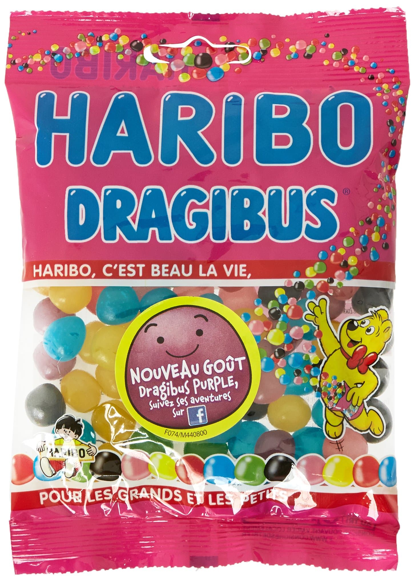 Haribo Dragibus 120 g - Chewing Gum Sans Sucres, Goût Pomme, Bonbon Enfants