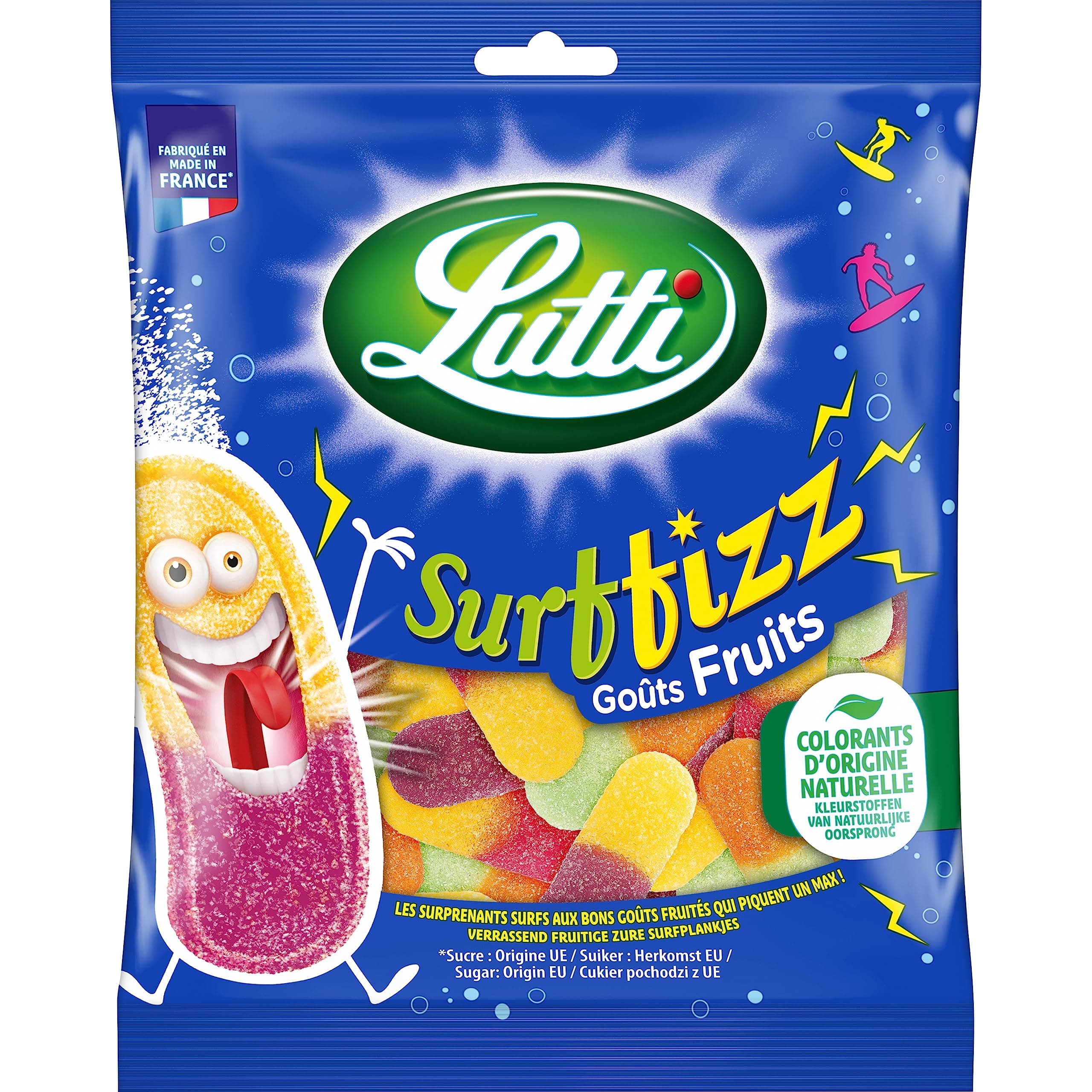 Lutti Surffizz Fruits 100 g - Snacks Sains, Fruits Naturels, Organiques