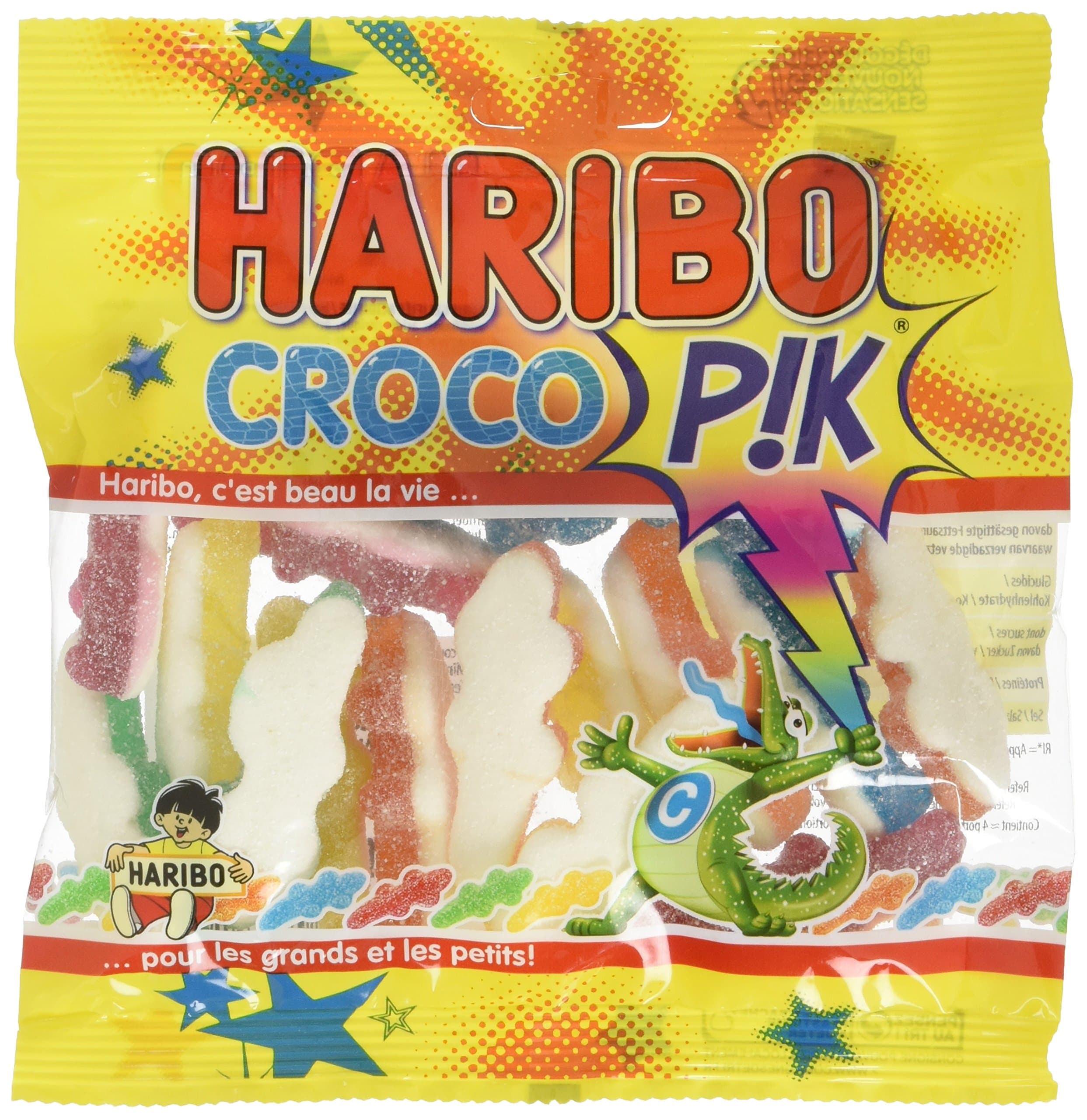 Haribo Croco Pik - Bonbons acides 120 g pour enfants à l'école