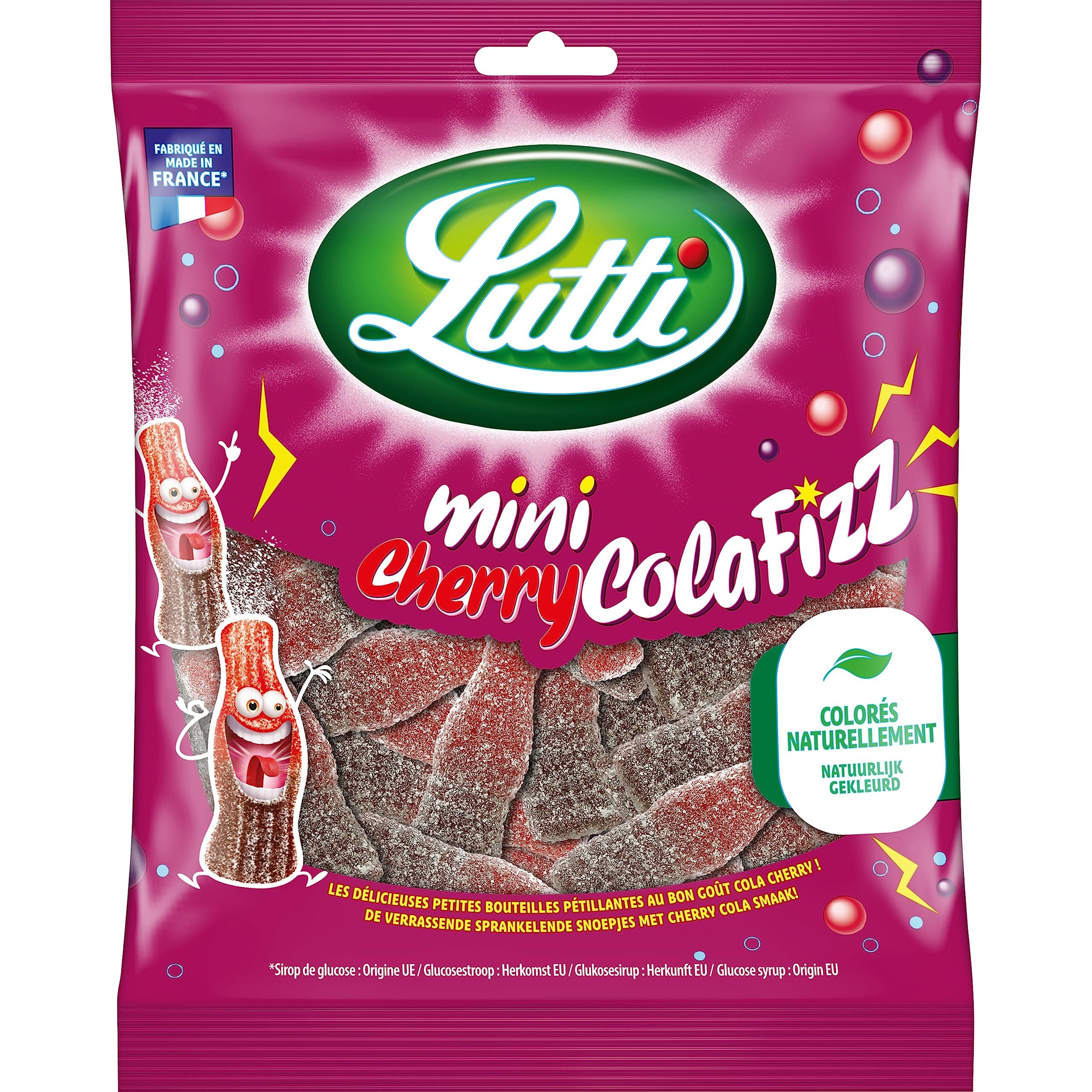 Lutti Cherry Cola Fizz Boisson Gazeuse 100 g Mini Collation Sans Sucre