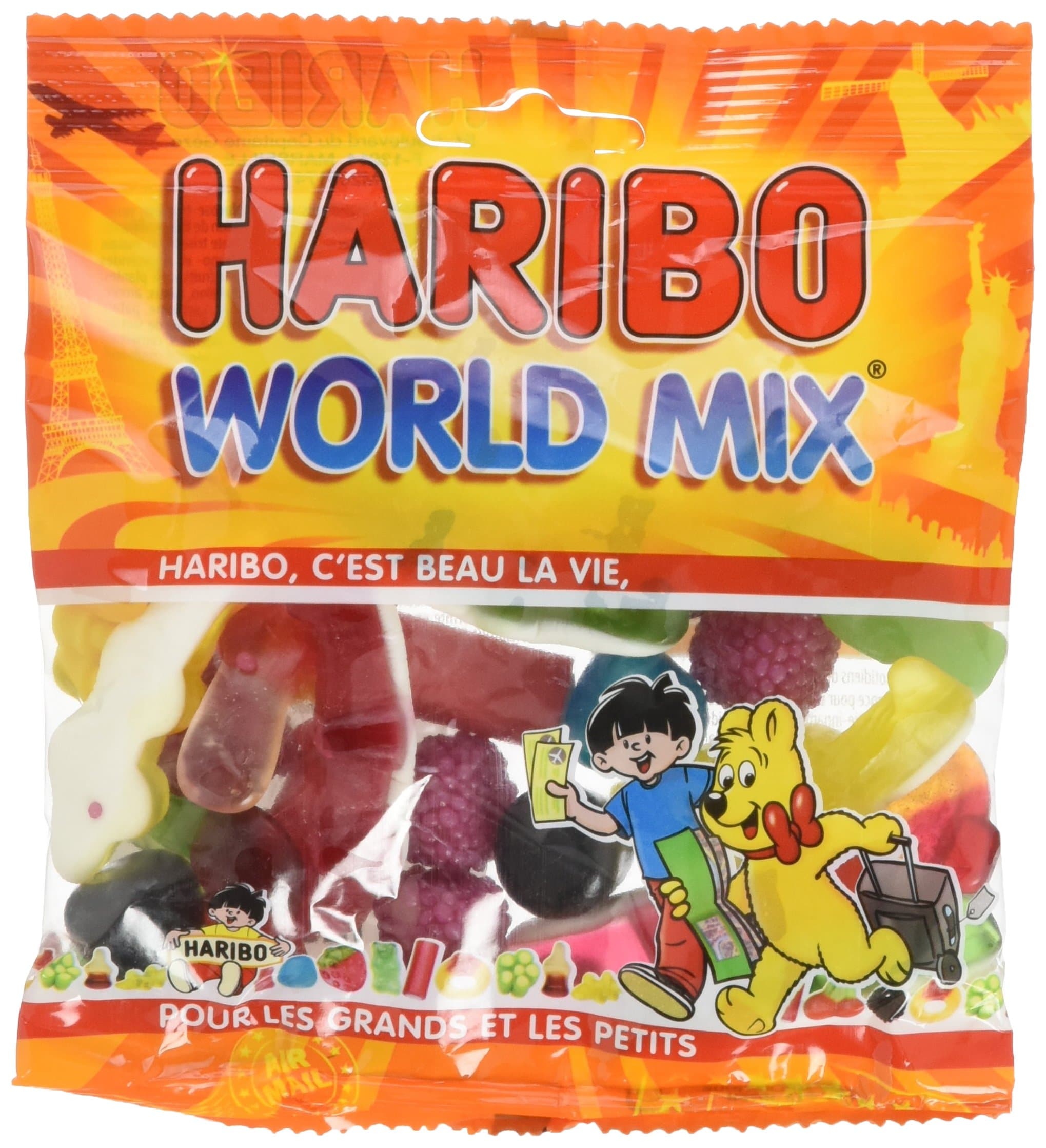 Haribo World Mix - Sucre Doux en Bâton - Enfants et Familles - Pique-Niques et Collations - Goûtez à la Diversité des Sa