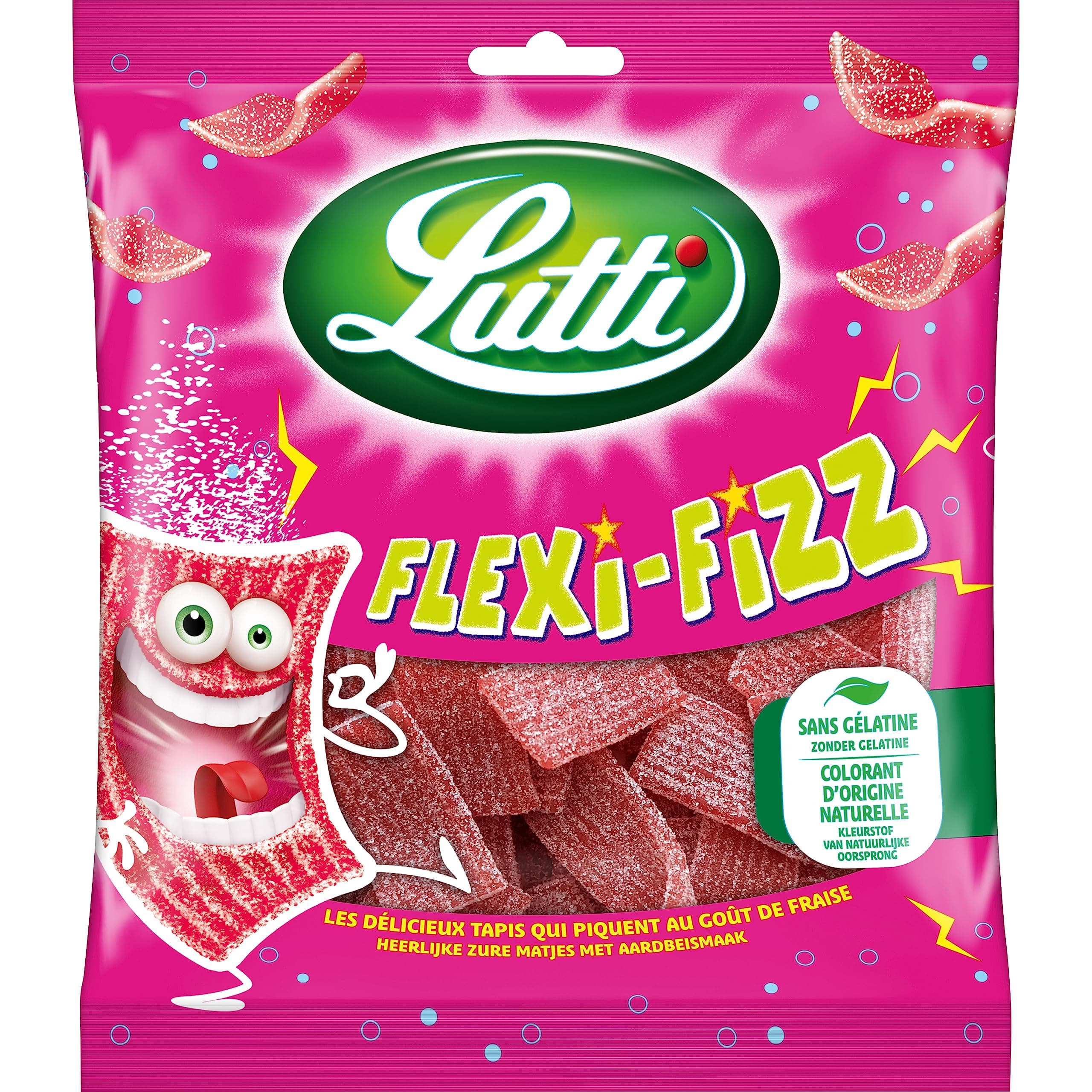 Lutti Fraise Flexi-Fizz Fils Boissons 225 g pour Enfants en Voyage