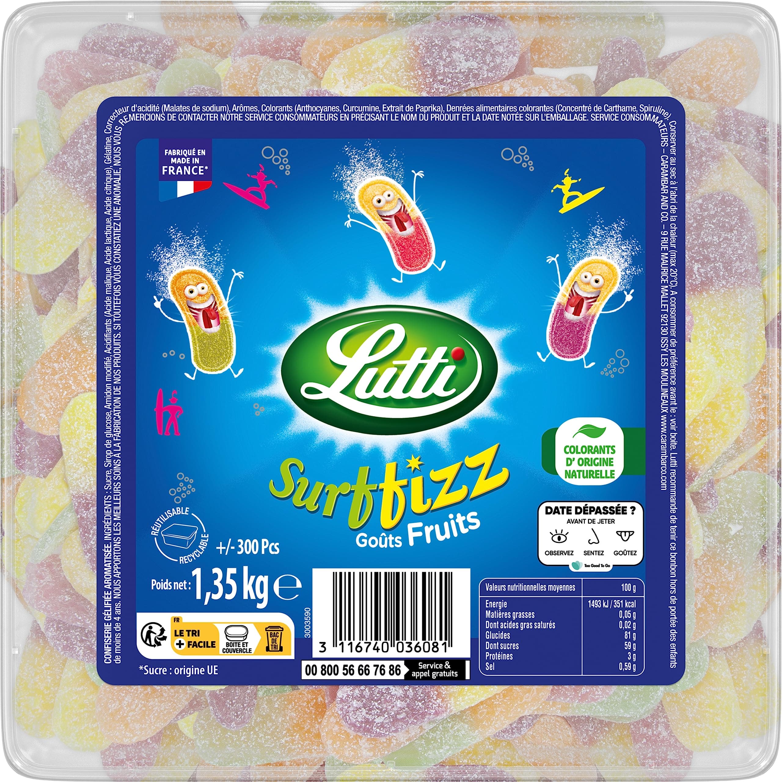 Fruits Lutti Surffizz +300 pièces pour enfants en bas âge en famille bied aux enfants